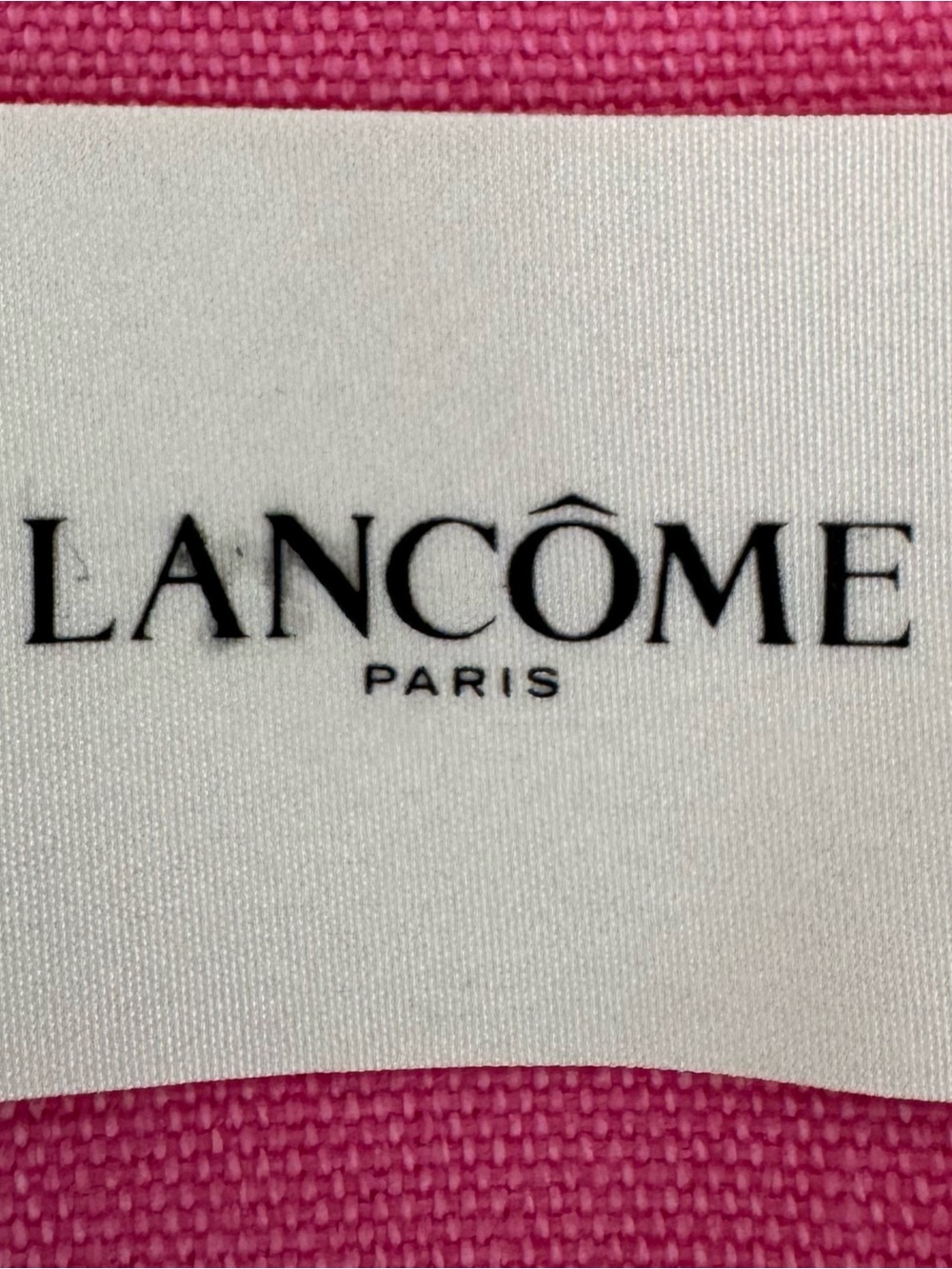 NWT Lancôme Pink Canvas Tote Bag with Cream Trim, size 17x12 boho beach Barbie - Picture 8 of 9